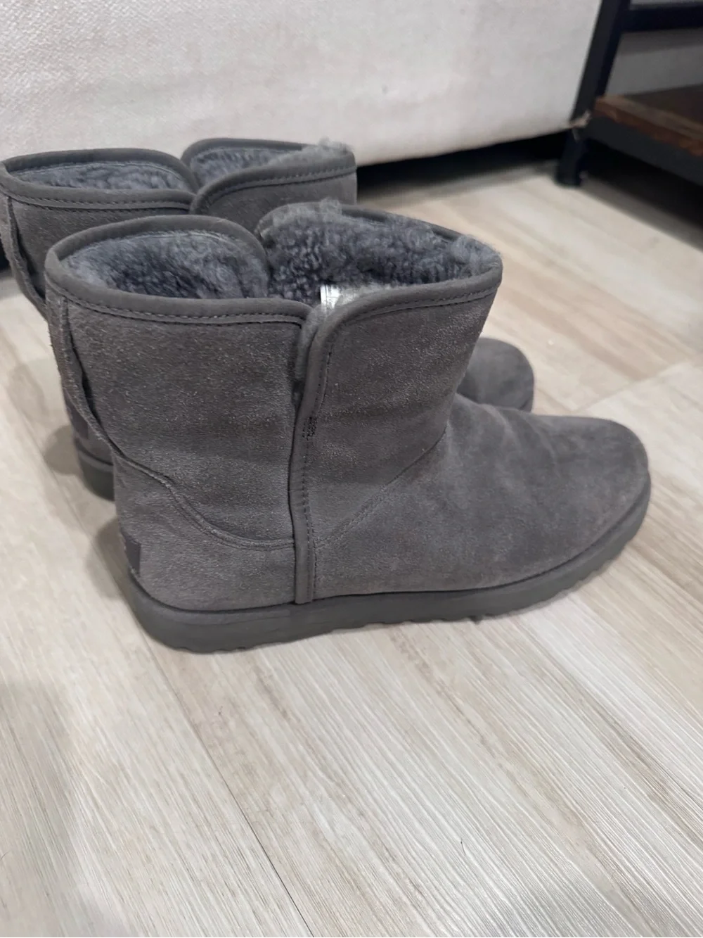 UGG Gray Suede Shearling Ankle Boots